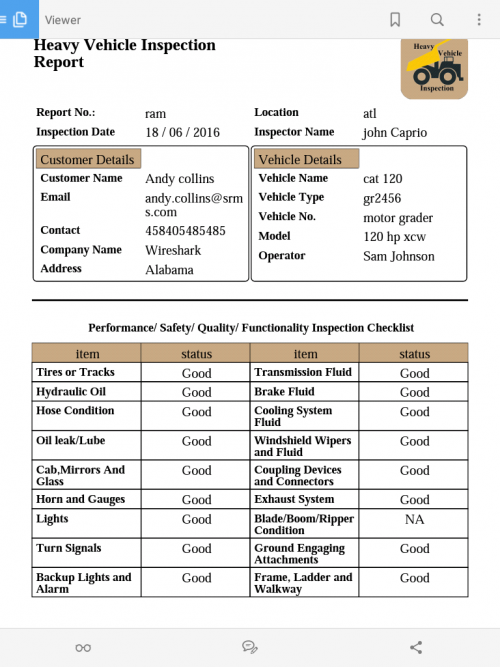 Heavy Vehicle Inspection